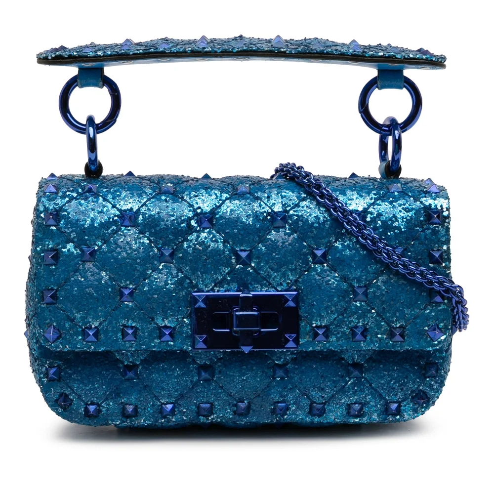 Pre-Loved Valentino Mini Glitter Rockstud Spike Satchel